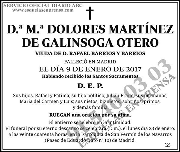 M.ª Dolores Martínez de Galinsoga Otero